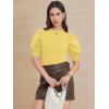 imageATHMILE Womens Puff Short Sleeve Sweater Tops 2025 Spring Summer Trendy Crew Neck Casual T Shirts BlousesYellow