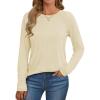 imageATHMILE Long Sleeve Shirts for Women Fall Outfit 2025 Fashion Casual T Shirt Round Neck Basic Loose Tunic TopsCream