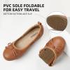 imageATHMILE Ballet Flats Shoes for Women Foldable Womens Flats Comfortable Dressy Bow Round Toe Ballerina Flats for Casual Work Office WeddingBrown