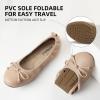 imageATHMILE Ballet Flats Shoes for Women Foldable Womens Flats Comfortable Dressy Bow Round Toe Ballerina Flats for Casual Work Office WeddingNude