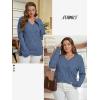 imageATHMILE Womens Fall Tops 2025 Fashion Trendy Pullover Sweater V Neck Long Sleeve Shirt Knit Blouse Clothes OutfitsBlue