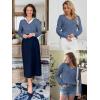 imageATHMILE Womens Fall Tops 2025 Fashion Trendy Pullover Sweater V Neck Long Sleeve Shirt Knit Blouse Clothes OutfitsBlue