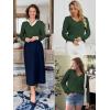 imageATHMILE Womens Fall Tops 2025 Fashion Trendy Pullover Sweater V Neck Long Sleeve Shirt Knit Blouse Clothes OutfitsGreen