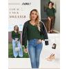 imageATHMILE Womens Fall Tops 2025 Fashion Trendy Pullover Sweater V Neck Long Sleeve Shirt Knit Blouse Clothes OutfitsGreen