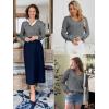 imageATHMILE Womens Fall Tops 2025 Fashion Trendy Pullover Sweater V Neck Long Sleeve Shirt Knit Blouse Clothes OutfitsGrey