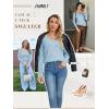 imageATHMILE Womens Fall Tops 2025 Fashion Trendy Pullover Sweater V Neck Long Sleeve Shirt Knit Blouse Clothes OutfitsLight Blue