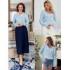 imageATHMILE Womens Fall Tops 2025 Fashion Trendy Pullover Sweater V Neck Long Sleeve Shirt Knit Blouse Clothes OutfitsLight Blue