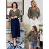 imageATHMILE Womens Fall Tops 2025 Fashion Trendy Pullover Sweater V Neck Long Sleeve Shirt Knit Blouse Clothes OutfitsLight Brown