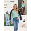 imageATHMILE Womens Fall Tops 2025 Fashion Trendy Pullover Sweater V Neck Long Sleeve Shirt Knit Blouse Clothes OutfitsMint Green