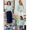 imageATHMILE Womens Fall Tops 2025 Fashion Trendy Pullover Sweater V Neck Long Sleeve Shirt Knit Blouse Clothes OutfitsMint Green