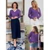 imageATHMILE Womens Fall Tops 2025 Fashion Trendy Pullover Sweater V Neck Long Sleeve Shirt Knit Blouse Clothes OutfitsPurple