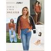 imageATHMILE Womens Fall Tops 2025 Fashion Trendy Pullover Sweater V Neck Long Sleeve Shirt Knit Blouse Clothes OutfitsRust