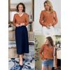 imageATHMILE Womens Fall Tops 2025 Fashion Trendy Pullover Sweater V Neck Long Sleeve Shirt Knit Blouse Clothes OutfitsRust