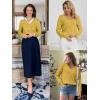 imageATHMILE Womens Fall Tops 2025 Fashion Trendy Pullover Sweater V Neck Long Sleeve Shirt Knit Blouse Clothes OutfitsYellow