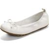 imageATHMILE Ballet Flats Shoes for Women Foldable Womens Flats Comfortable Dressy Bow Round Toe Ballerina Flats for Casual Work Office WeddingWhite
