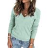 imageATHMILE Womens Fall Tops 2025 Fashion Trendy Pullover Sweater V Neck Long Sleeve Shirt Knit Blouse Clothes OutfitsMint Green