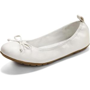 imageATHMILE Ballet Flats Shoes for Women Foldable Womens Flats Comfortable Dressy Bow Round Toe Ballerina Flats for Casual Work Office WeddingWhite