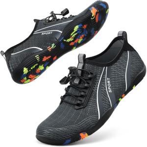 imageATHMILE Water Shoes for Men Women River Shoes Adult Swim Beach Lake Pool Aqua Socks Barefoot Quick Dry for Hiking Surfing Kayaking Size1bdark Grey