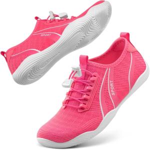 imageATHMILE Water Shoes for Men Women River Shoes Adult Swim Beach Lake Pool Aqua Socks Barefoot Quick Dry for Hiking Surfing Kayaking Size1epink White
