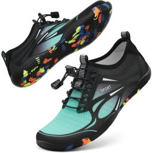 imageATHMILE Water Shoes for Men Women River Shoes Adult Swim Beach Lake Pool Aqua Socks Barefoot Quick Dry for Hiking Surfing Kayaking Size4eblack Green