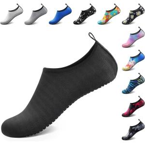imageATHMILE Water Shoes for Women Men Barefoot QuickDry Aqua Socks for Beach Swim Pool River Yoga Lake Surf Sport Shoes Cruise Essentials Swimming SizeNjacquard Black