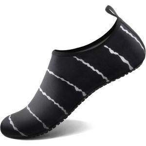 imageATHMILE Water Shoes for Women Men Barefoot QuickDry Aqua Socks for Beach Swim Pool River Yoga Lake Surf Sport Shoes Cruise Essentials Swimming SizeNwavy White Stripe