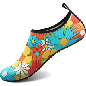 imageATHMILE Water Shoes for Women Men Barefoot QuickDry Aqua Socks for Beach Swim Pool River Yoga Lake Surf Sport Shoes Cruise Essentials Swimming SizeTropical Plants