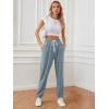 imageATHMILE Baggy Sweatpants for Women with PocketsLounge Womens Pajams PantsWomens Running Joggers Fall Clothes Outfits 2025Grey Blue