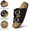 imageATHMILE Womens Cork Footbed Slide Sandals Comfortable Summer Beach Sandals with Adjustable Buckle Dressy Casual Flat SandalsBlack