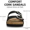 imageATHMILE Womens Cork Footbed Slide Sandals Comfortable Summer Beach Sandals with Adjustable Buckle Dressy Casual Flat SandalsBlack