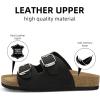 imageATHMILE Womens Cork Footbed Slide Sandals Comfortable Summer Beach Sandals with Adjustable Buckle Dressy Casual Flat SandalsBlack