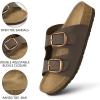 imageATHMILE Womens Cork Footbed Slide Sandals Comfortable Summer Beach Sandals with Adjustable Buckle Dressy Casual Flat SandalsBrown