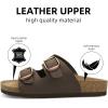 imageATHMILE Womens Cork Footbed Slide Sandals Comfortable Summer Beach Sandals with Adjustable Buckle Dressy Casual Flat SandalsBrown