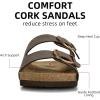 imageATHMILE Womens Cork Footbed Slide Sandals Comfortable Summer Beach Sandals with Adjustable Buckle Dressy Casual Flat SandalsBrown