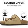 imageATHMILE Womens Cork Footbed Slide Sandals Comfortable Summer Beach Sandals with Adjustable Buckle Dressy Casual Flat SandalsStone