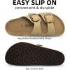 imageATHMILE Womens Cork Footbed Slide Sandals Comfortable Summer Beach Sandals with Adjustable Buckle Dressy Casual Flat SandalsStone