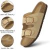 imageATHMILE Womens Cork Footbed Slide Sandals Comfortable Summer Beach Sandals with Adjustable Buckle Dressy Casual Flat SandalsStone