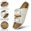 imageATHMILE Womens Cork Footbed Slide Sandals Comfortable Summer Beach Sandals with Adjustable Buckle Dressy Casual Flat SandalsWhite
