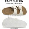 imageATHMILE Womens Cork Footbed Slide Sandals Comfortable Summer Beach Sandals with Adjustable Buckle Dressy Casual Flat SandalsWhite