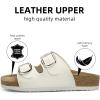 imageATHMILE Womens Cork Footbed Slide Sandals Comfortable Summer Beach Sandals with Adjustable Buckle Dressy Casual Flat SandalsWhite