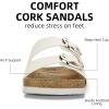imageATHMILE Womens Cork Footbed Slide Sandals Comfortable Summer Beach Sandals with Adjustable Buckle Dressy Casual Flat SandalsWhite