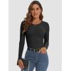 imageATHMILE Womens Long Sleeve Crewneck Ribbed Tops Fitted Stretch Casual Basic T Shirts 2025Black