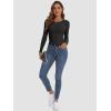 imageATHMILE Womens Long Sleeve Crewneck Ribbed Tops Fitted Stretch Casual Basic T Shirts 2025Black