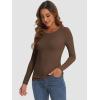 imageATHMILE Womens Long Sleeve Crewneck Ribbed Tops Fitted Stretch Casual Basic T Shirts 2025Brown