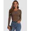 imageATHMILE Womens Long Sleeve Crewneck Ribbed Tops Fitted Stretch Casual Basic T Shirts 2025Brown