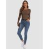 imageATHMILE Womens Long Sleeve Crewneck Ribbed Tops Fitted Stretch Casual Basic T Shirts 2025Brown