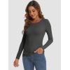 imageATHMILE Womens Long Sleeve Crewneck Ribbed Tops Fitted Stretch Casual Basic T Shirts 2025Charcoal Grey