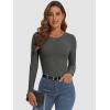 imageATHMILE Womens Long Sleeve Crewneck Ribbed Tops Fitted Stretch Casual Basic T Shirts 2025Charcoal Grey