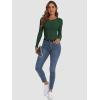 imageATHMILE Womens Long Sleeve Crewneck Ribbed Tops Fitted Stretch Casual Basic T Shirts 2025Dark Green