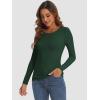 imageATHMILE Womens Long Sleeve Crewneck Ribbed Tops Fitted Stretch Casual Basic T Shirts 2025Dark Green